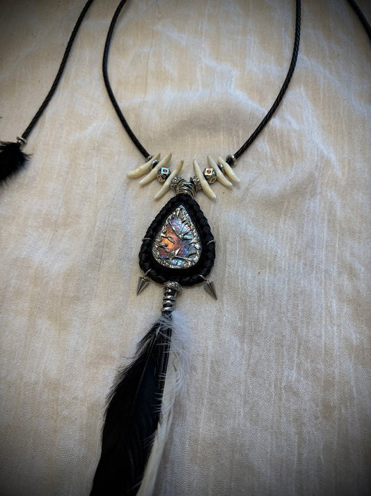 Lunar-metal feather necklace 02