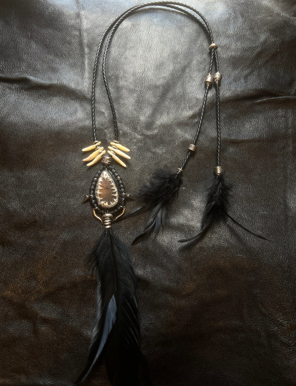 Lunar-metal feather necklace 01